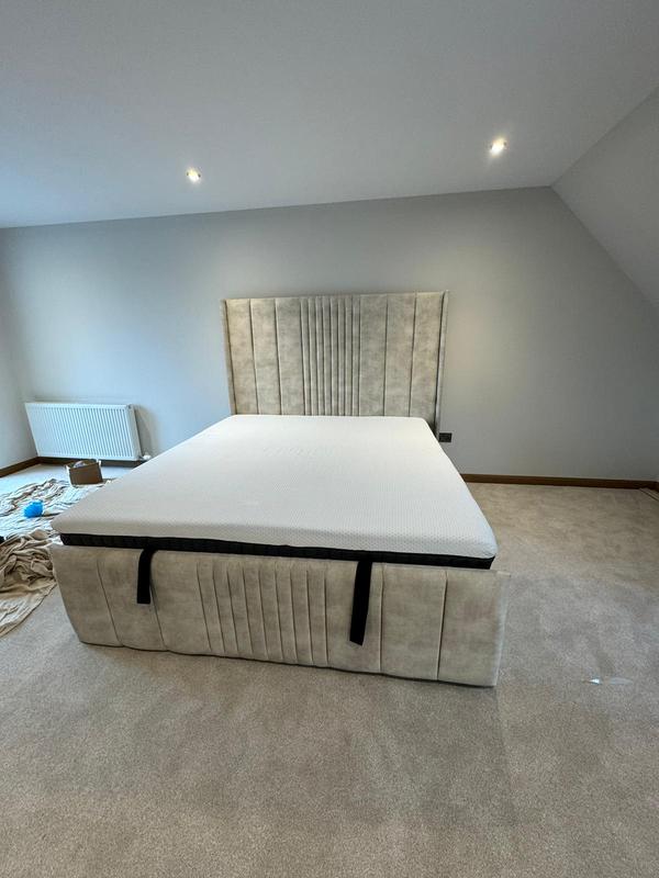 Aria Wing Back Bed With Matching Ottoman Box 0