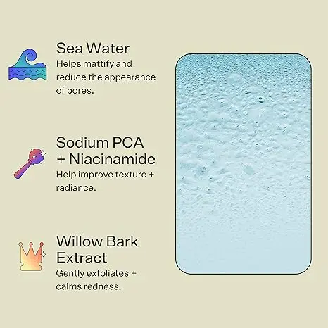 Bubble Skincare Bounce Back Balancing Facial Toner Mist - Hydrating Toner Spray + Pore Minimizer Made with Sea Water and Niacinamide to Help Improve Texture & Radiance (55ml) Moisture Moisturizer Daily Comfort Hydrate Moisturizing 1