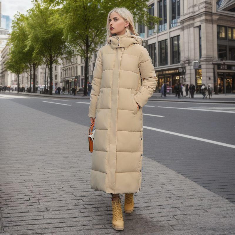 Product Introduction of Over The Knee Long Parkas Coat Female 2024 Winter Fashion Slim-fit Down Cotton Hooded Thick Warm Parkas Coat Winter Jacket Women 12