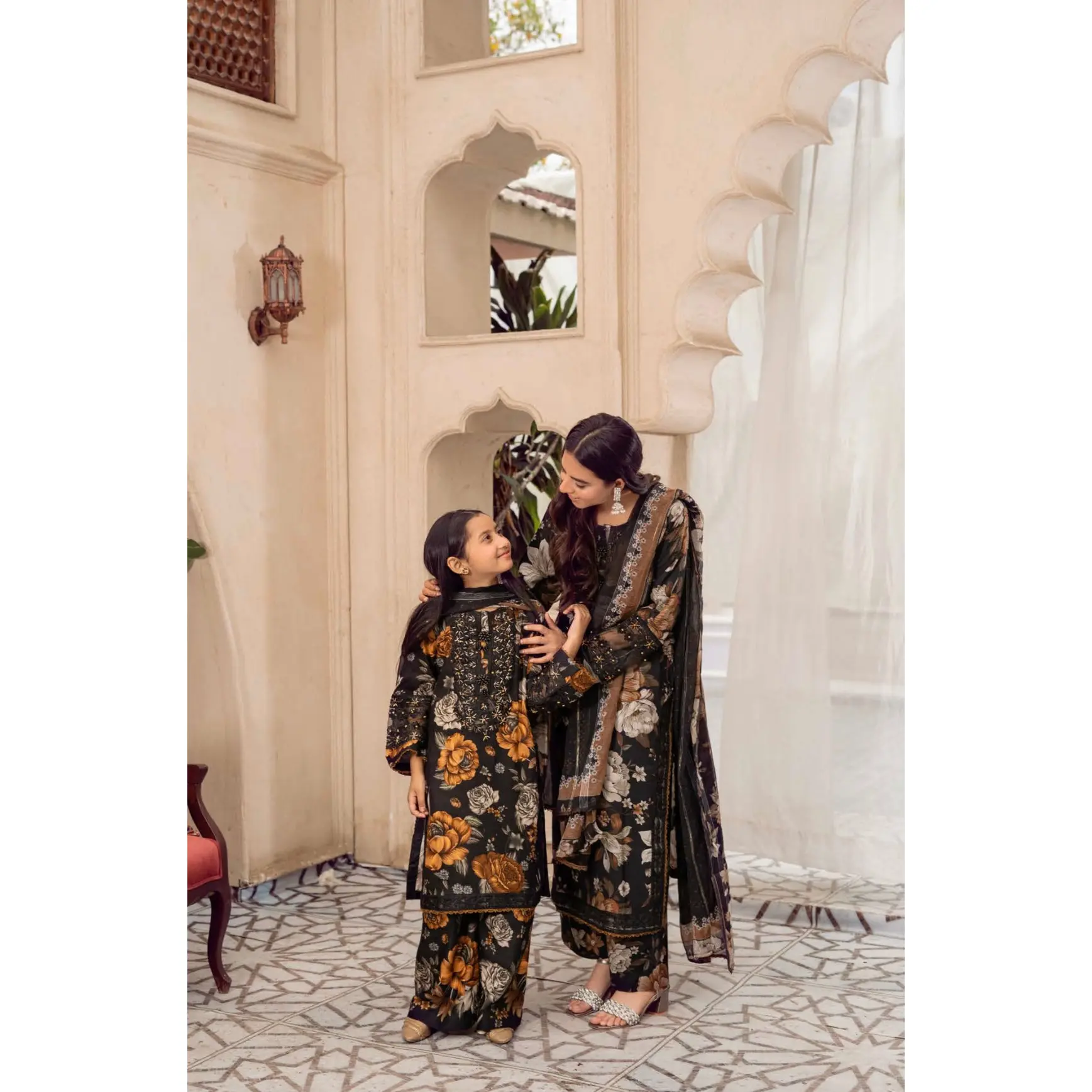 RANGZ ‘M Prints’ | Embroidered Cotton Mother & Daughter Readymade | RGZ058
