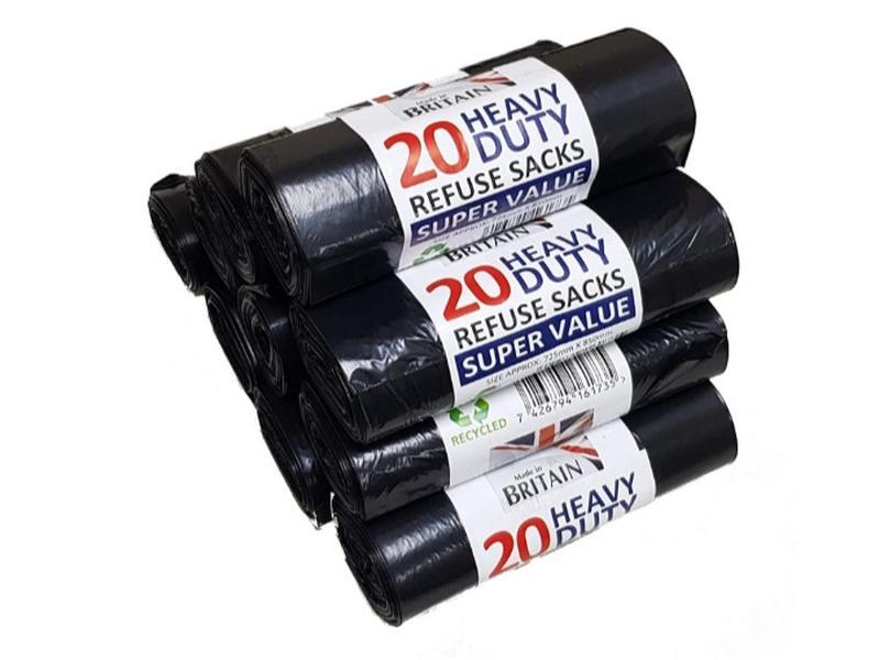 200 Medium Duty Black Refuse Sacks Rubbish Bags Bin Liners Large Household Pack 0