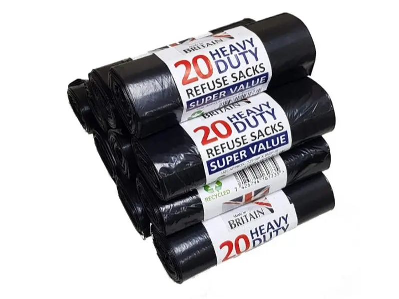 200 Medium Duty Black Refuse Sacks Rubbish Bags Bin Liners Large Household Pack 0