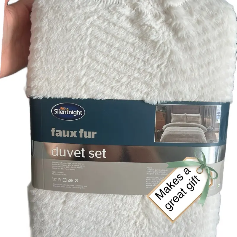 Silent night faux fur duvet set *Soft touch *Fleecy feel *No ironing *Cosy *Teddy bedding double 1