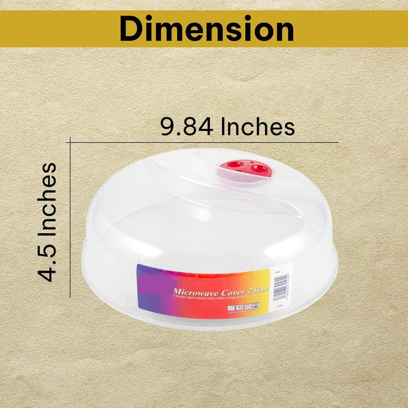 HOMESHOPA Microwave Plate Cover 25cm Microwave Splatter Guard Lid with Steam Vents, Plastic Transparent Ventilated Food Plate Dish Cover Kitchen Cooking, BPA Free & Dishwasher Safe, 25cm 4