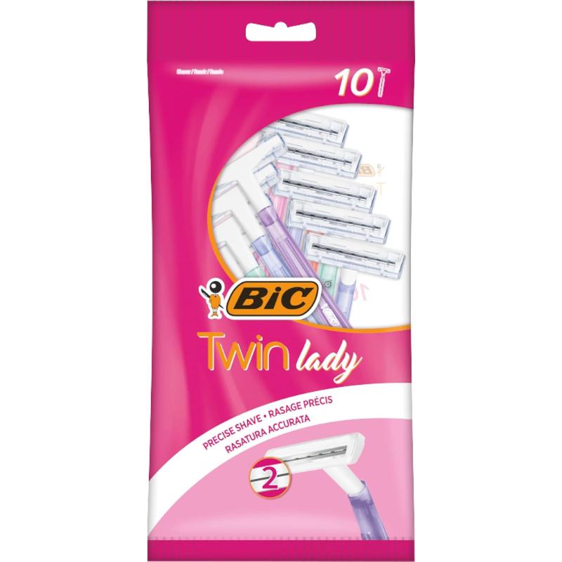 Product Introduction of BIC Twin Lady, Disposable Razors with 2 Stainless Steel Blades and Lightweight Handles, Assorted Colours, Pack of 10 4