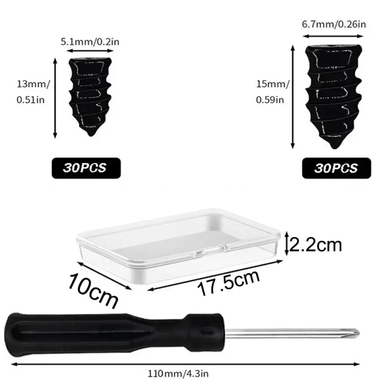 Tire Repair Screw in Rubber Plug Nail Car Tyre Puncture Kit Off-Road Tire 60PCS 7