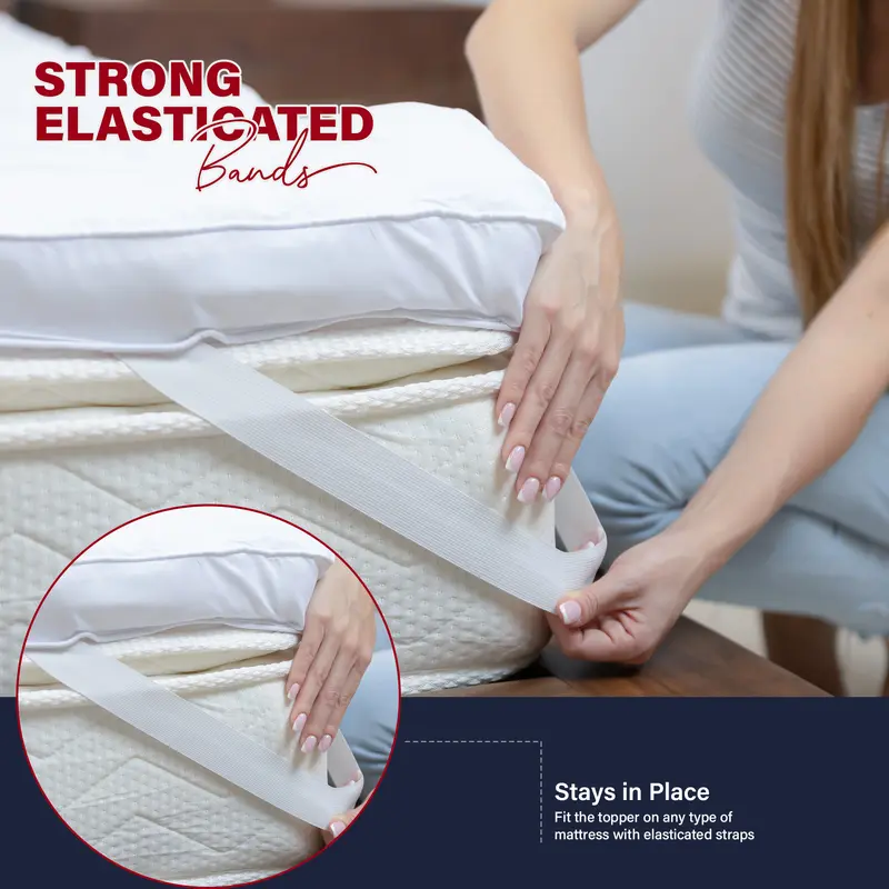 100% Microfiber Mattress Topper 10cm Deep Luxury Hotel-Quality Washable Non-Allergenic Super Absorbent Comfort at Home Super Soft & Plush Box Stitched Quilted Bed Topper with 4 Corner Strap Available in ALL UK Sizes 2