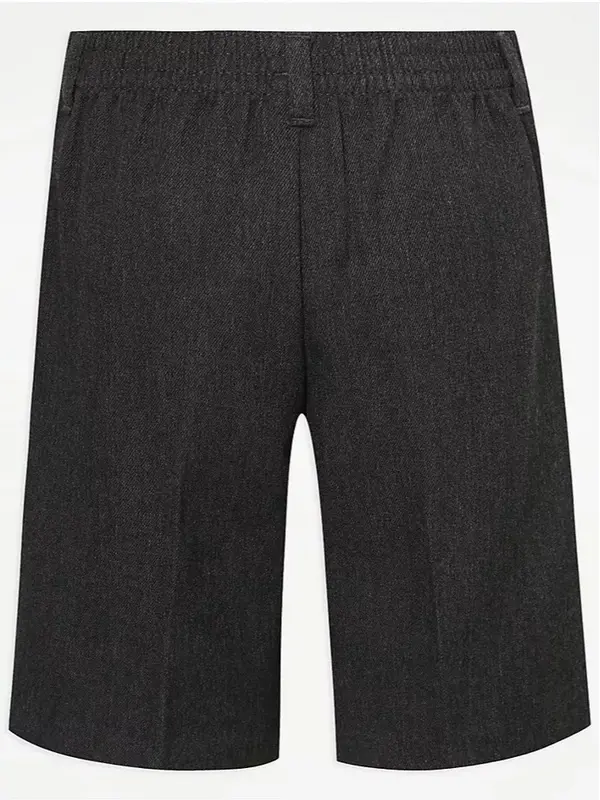 Pack of 2 Boys School Shorts Half Elastic Waist Solid Colours Charcoal, Grey, Navy, Black 6