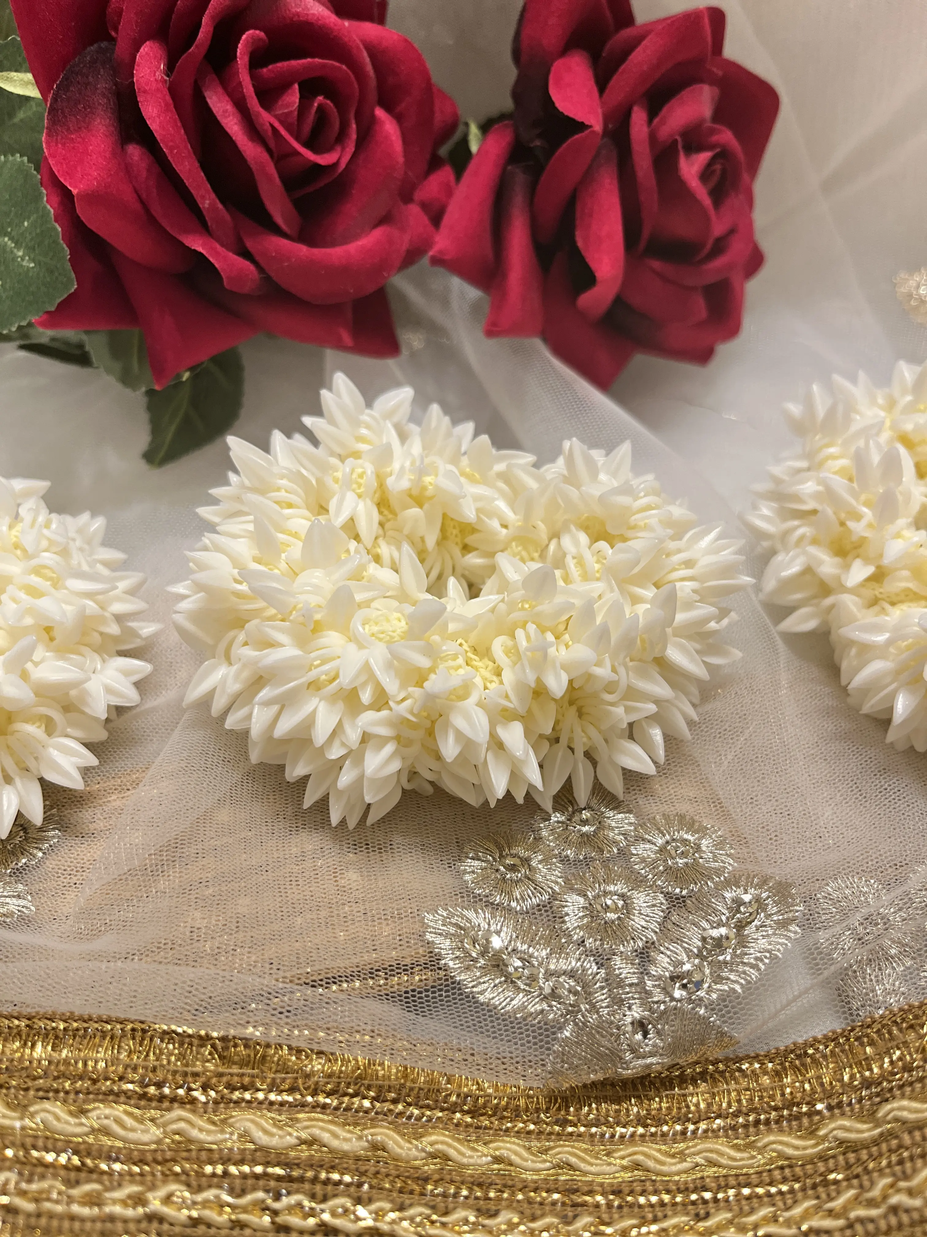Indian Artificial Jasmine Scented Floral Hair Tie Gajra Mogra