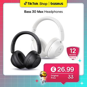 Baseus Bass 30 Max -30dB Passive Noise Cancellation Wireless Headphones, 50Hrs Listening Time, Foldable Headband