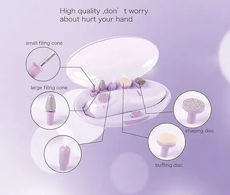 BAUER PROFESSIONAL OPERATED NAIL PERFECT MANICURE AND PEDICURE SET BATTERY OPERATED WOMEN PROFESSIONAL NAIL CARE ,NAIL ART,SMOOTH Gentle Lightweight   Cutics Polish Cutics Polish Purple 5