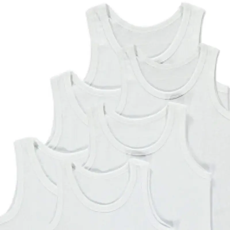 Boys/Girls Pack of 6 Vests | 100% Pure Cotton Interlock Vests | School Uniform PE Underwear in White 2