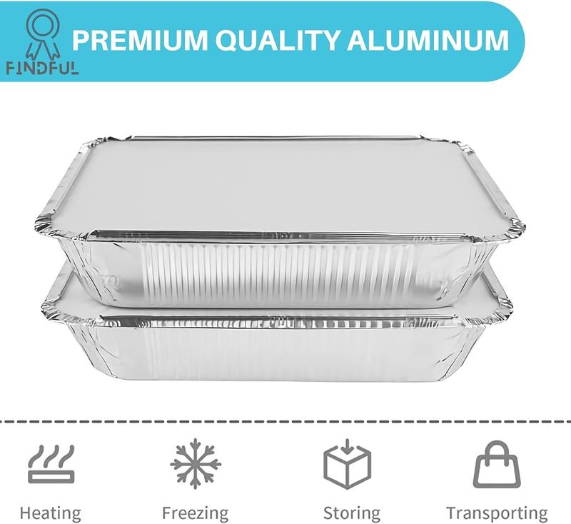 100 X No2 Aluminium Foil Food Container with Lids, Reusable Takeaway Containers, Great for Baking Roasting Cooking Food Storage Disposable 1