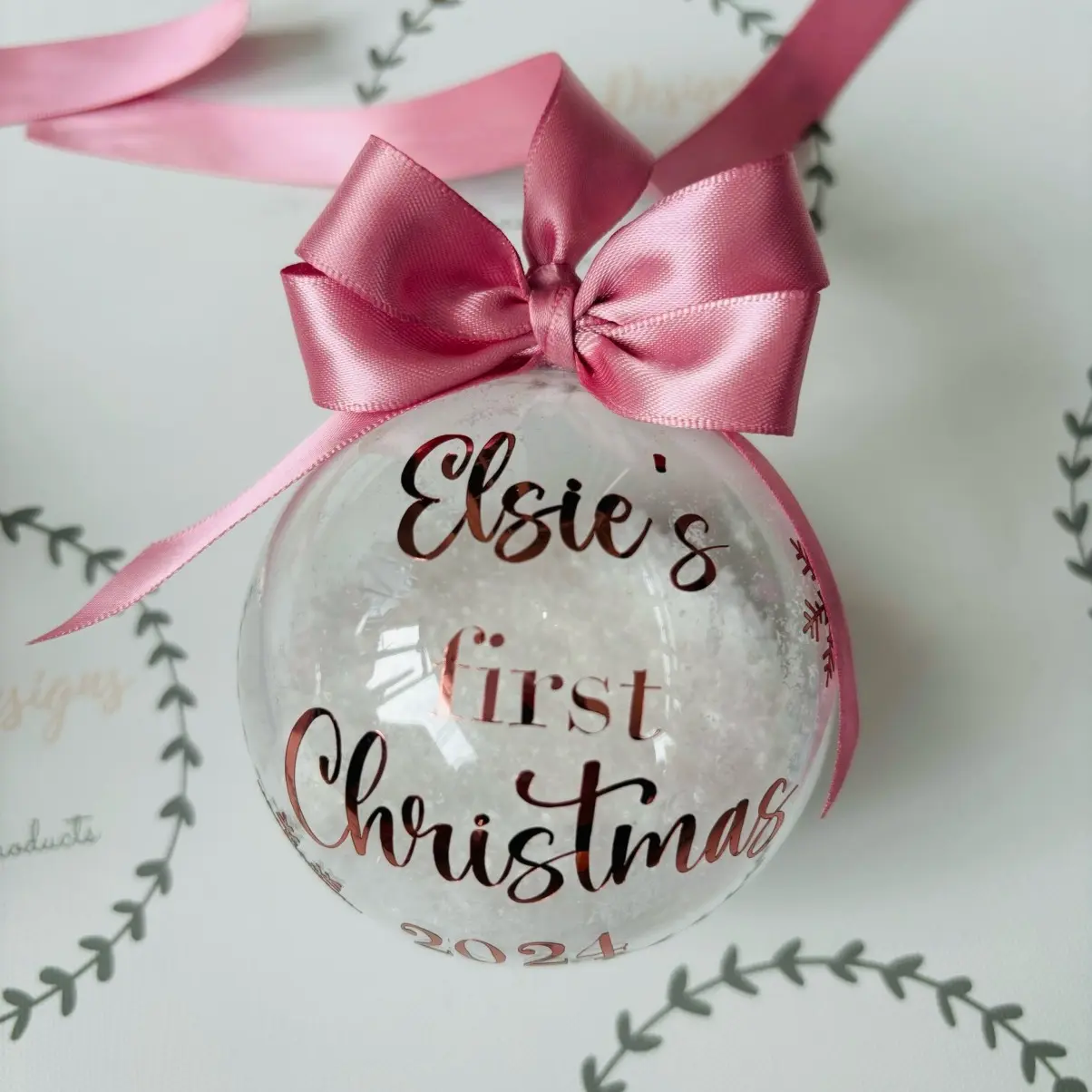 Personalised First Christmas Bauble - Snow Filled - Gifts