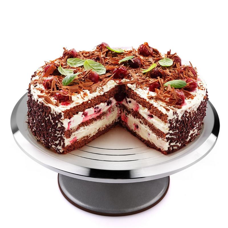 Uten 12 inch Aluminium Cake Stands, Flexible Cake Smooth Turntable Mold,  Cake Decorating Display Stand, Revolving Metal Cake Stand with Non-Slip Rubber Bottom Rotating Smoother 1