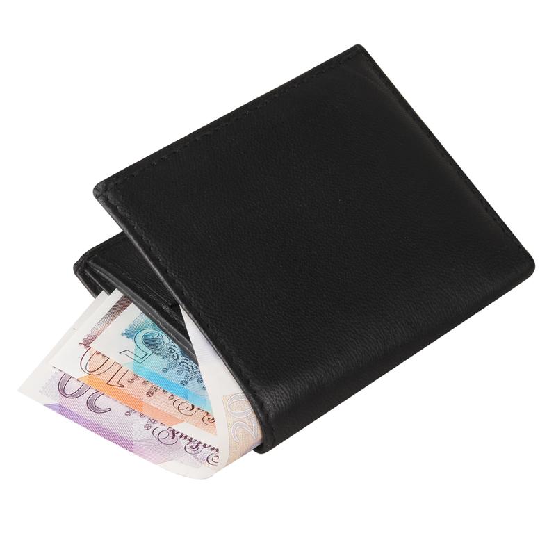 RAS Men's Soft Smooth Genuine Leather RFID Blocking Wallet Multi Card Holder Purse Black 1