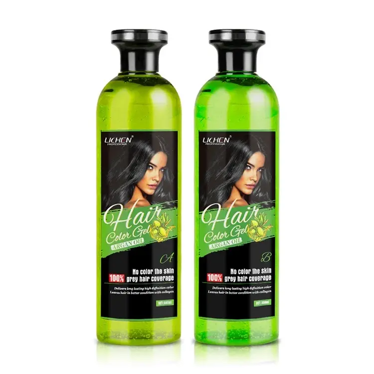Lichen Professional Hair Color Gel LARGE SIZE NATURAL BLACK 500ml Hair Dye - Beard Color 1