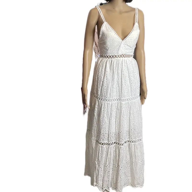 White Boho dress crochet Size 8-10 lace summer dress Womenswear Casual Lady Casual Wear Sleeveless Comfort Beach Comfortable Lightweight Outdoor Style Breathable 1