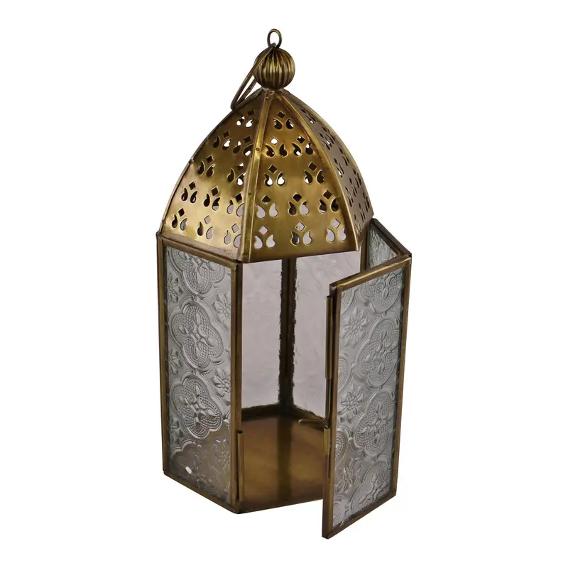 Small Gold Metal Moroccan Style Kasbah Candle Lantern 1
