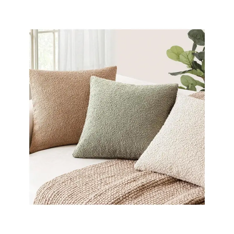1pc  Throw PillowsTextured Boucle Throw Pillow Covers Accent Solid Pillow Cases Cozy Soft Decorative Couch Cushion Case For Chair Sofa Bedroom Living Room Home Decor 18x18 Inch Orange Rust Red 1