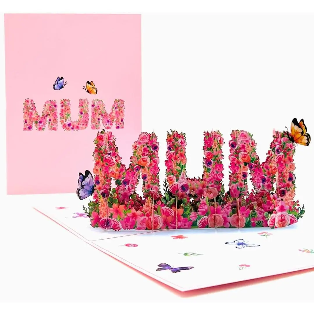 Premium Handcrafted Mothers Day pop up card, 3D Birthday flower card for Mum, card Mother pop up