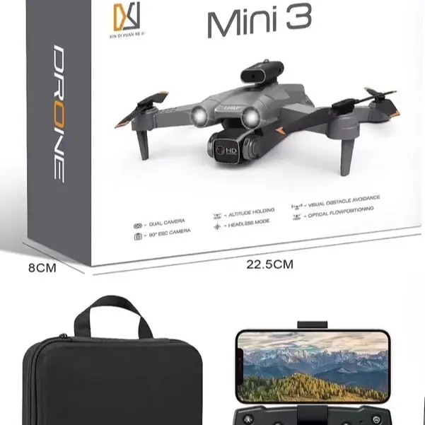 Mini 3 Pro Drones wifi FPV 4K HD Camera Battery Foldable Selfie RC Quadcopter Accessories Device Folding Gadget Automatic 1