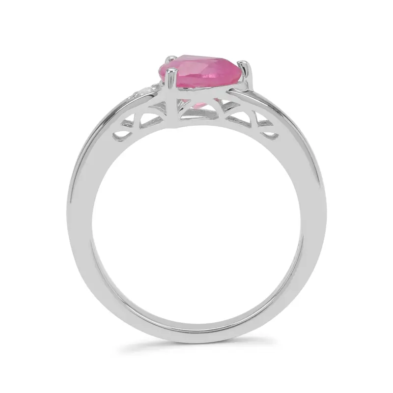Ilakaka Hot Pink Sapphire & White Zircon Silver Ring 1
