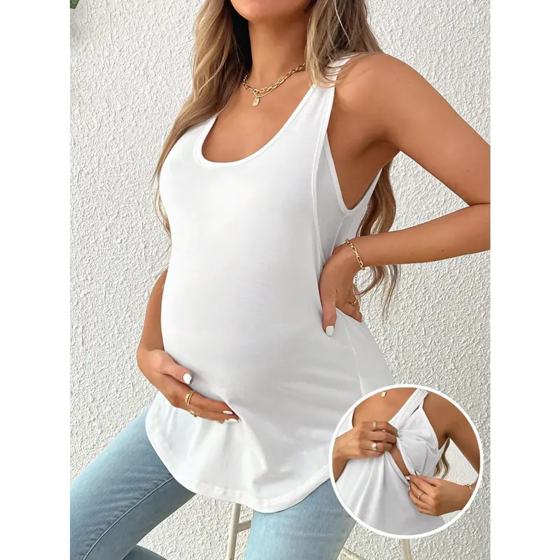 Maternity Nursing Tank Top in Solid Color for Comfortable Breastfeeding 0
