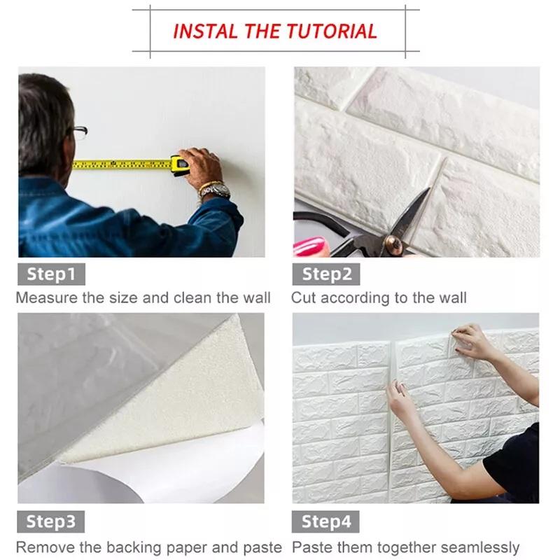 Product Introduction of 10/20/30/40pcs 3D Tile Brick Wall Sticker Self-adhesive Waterproof Foam Panel Wallpaper + 1