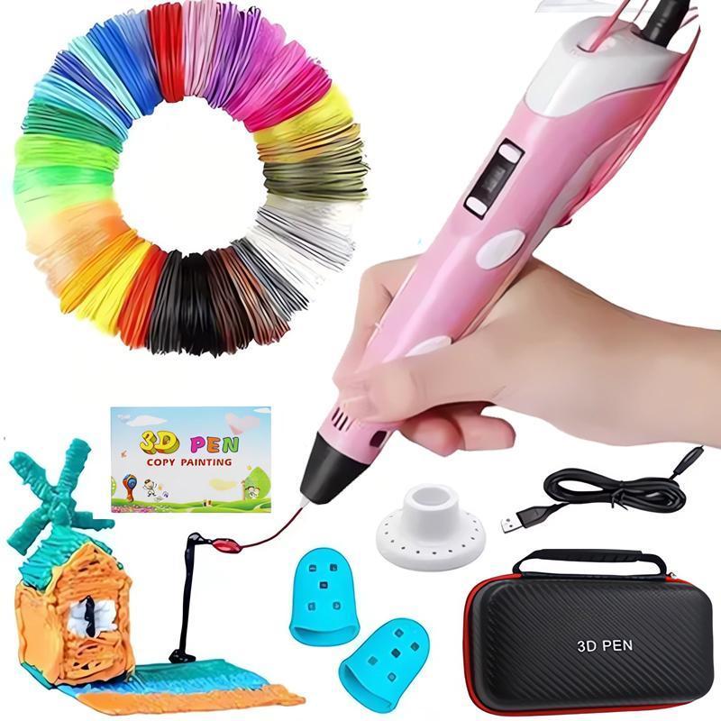 Product Introduction of Creative Student DIY Printer Pen Kit, 1 Set Plug & Use Multifunctional 3D Printing Pen Kit, Student Education Devices, 3D Pen with LCD Screen, Best Gift For Students, Girls Birthday Gift 1