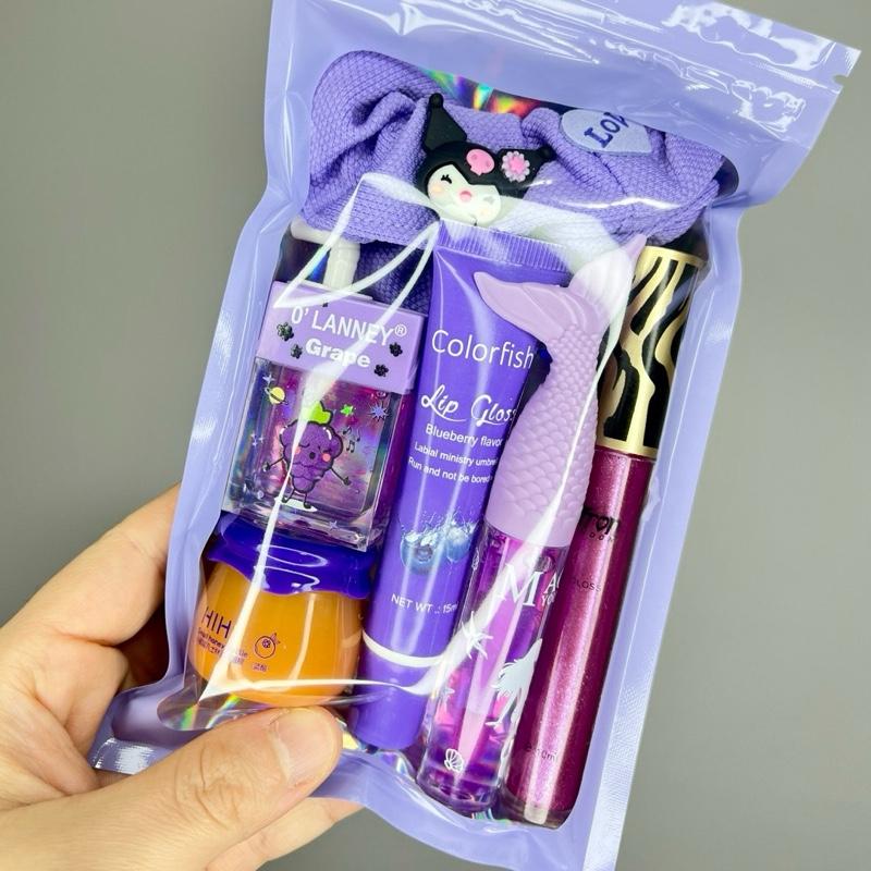 Cute and Lovely Lip-gloss Set with scrunchie and hair accessories 0