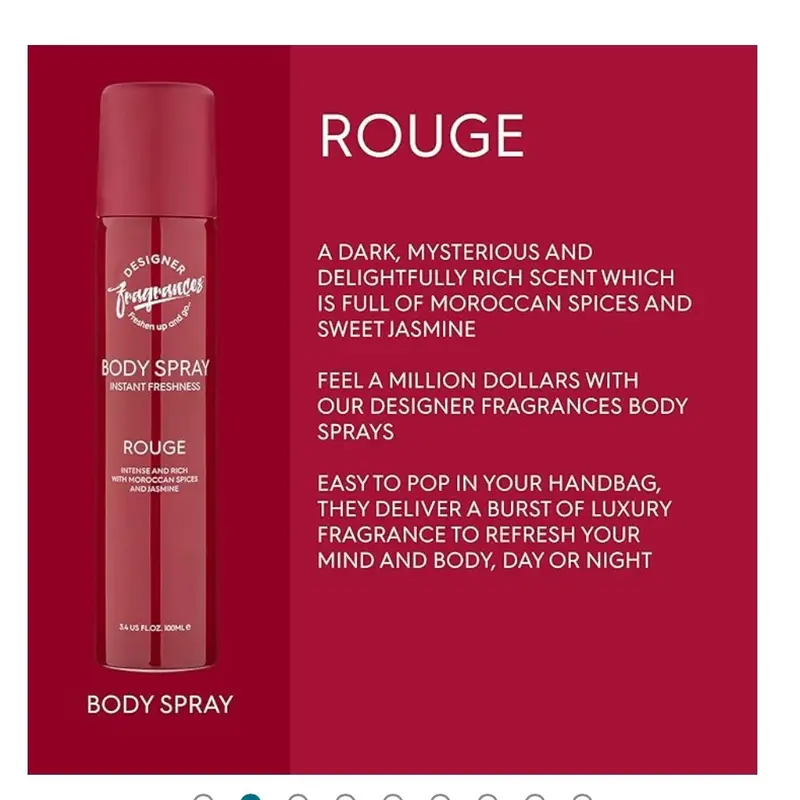 Designer Fragrances 6 Pack Assorted Aromas Bundle - Rouge, Only One & Peony - Women's Body Spray Deodorant Cans - For Instant Freshness On The Go - Long Lasting Smell, Great Gifts - 100ml 1