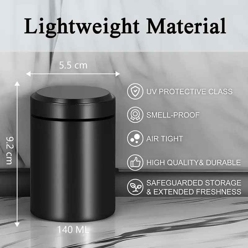Smell Proof Container, solid colour airtight aluminium metal sealing jar for herbal tea coffee spices sugar storage canister 140ML Bottles Lightweight Tin Organiser 3