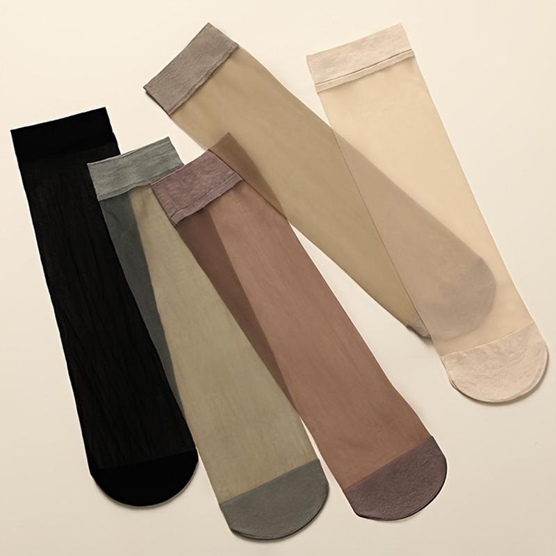 10 Pairs of Thin Stockings for Women, Steel Stockings Summer Thin and Transparent Short Socks, Women's Stockings and Stockings Sweat-absorbent and Breathable 1