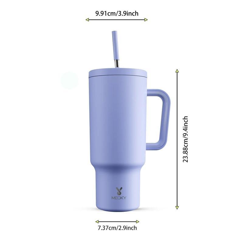 【Meoky】40oz Classic Straw Handle Cup, Multi-grid Ice Cube Mold, Leak-proof Cup Lid, Silicone Handle, Non-slip Noise Reduction Pad At The Bottom, Stainless Steel Thermos Cup, Wide Mouth and Narrow Bottom for Easy Cleaning and Car Loading 6