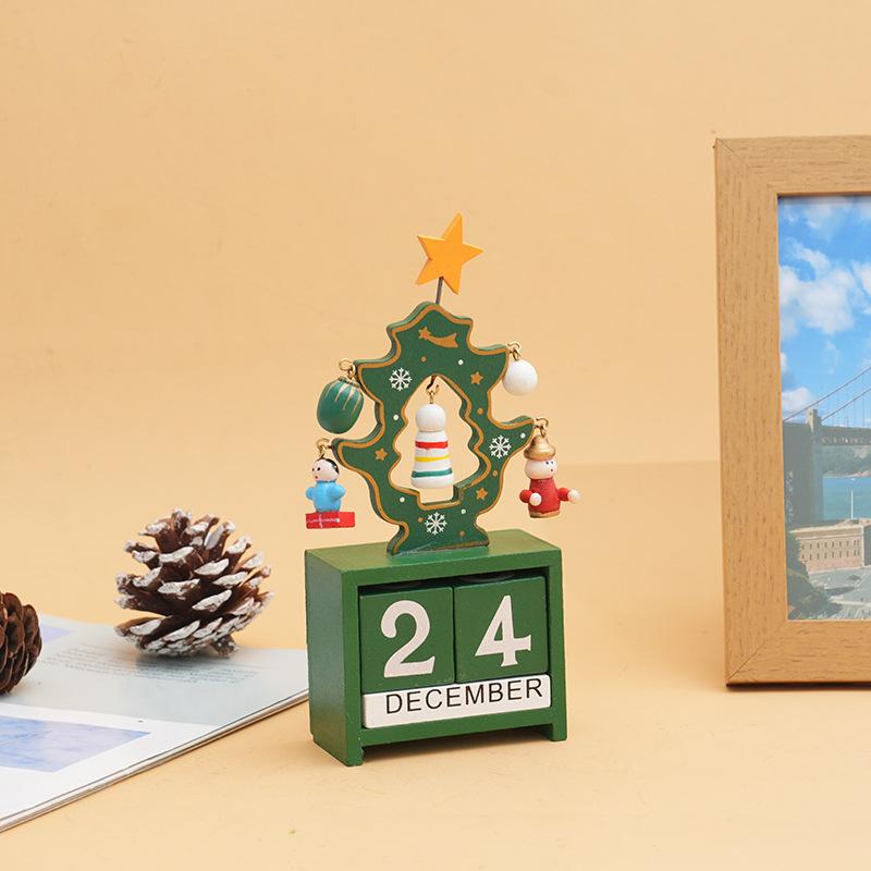 Product Introduction of Wooden Christmas Countdown Calendar with Santa, Elk, and Snowman - Decorative Holiday Blocks for Home and Office, Festive Xmas Advent Numerical Display, Seasonal Gift, No Feathers, Multi-Color 7