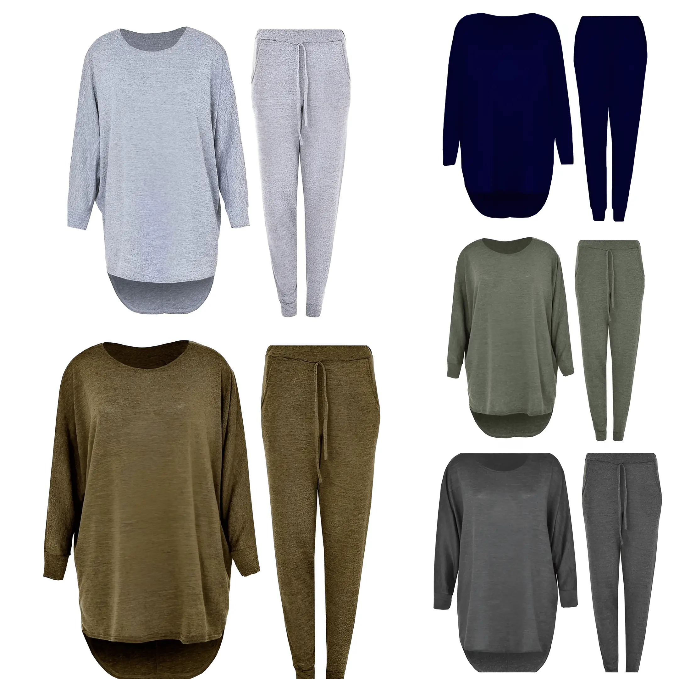 Ladies 2 Piece Tracksuit Set High Low Top and Bottoms Women Loungewear Sweatshirt Joggers Suit Set