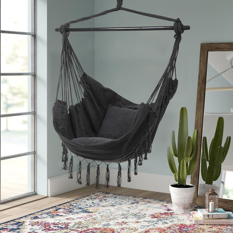 Product Introduction of Lifeideas Garden Hanging Canvas Hammock Swing Chair, White/Dark Grey, 200kg Weight Capacity 4