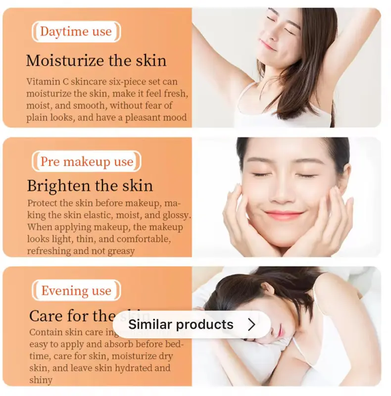 BIOAQUA Vitamin C Set for Facial Moisturizing, Anti-Aging, Anti-Wrinkles, and Whitening - Beautiful Skin Gift Box - Comfort, Serums Skincare Moisturizer Hydrating 5