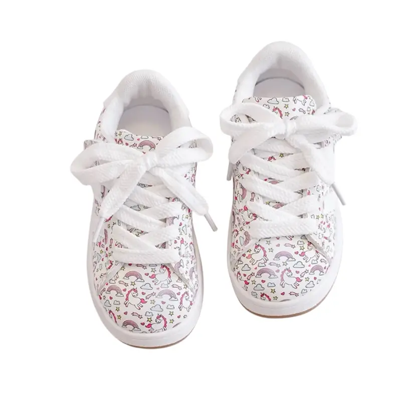 Itty Bitty White Unicorn Print Stripe Trainers 3