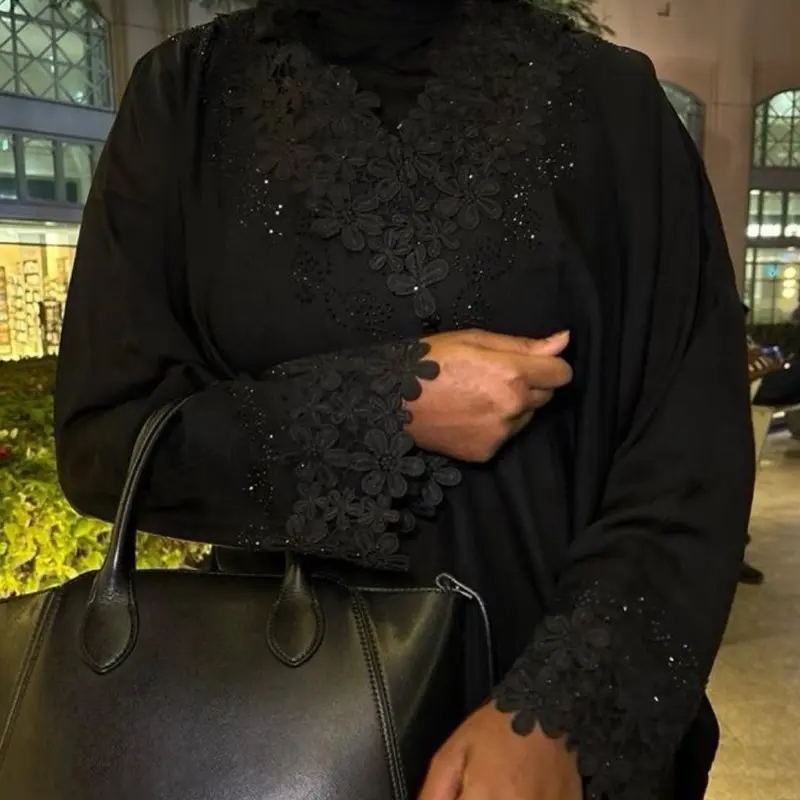 ZAYNAB CLOSED ABAYA butterly stle with inner belt and hijab lace embellishment queen luxury