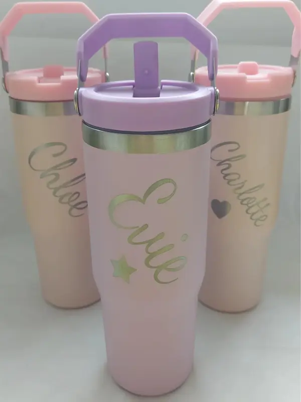 Personalised Engraved large 30oz insulated tumbler with lid handle, cold drinks, Birthday Gift for all, 850ml water bottle Back to school leakproof, Portable Flasks Drinkware 1