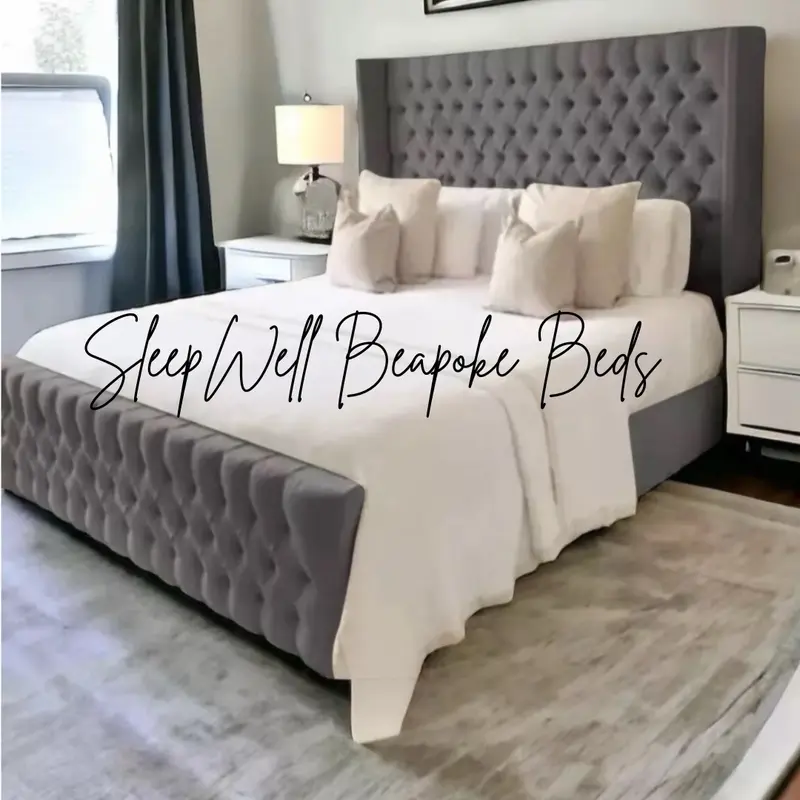 Wingback Chesterfield Bed Frame with Ottoman Storage - Available in Many Colors and Sizes 6
