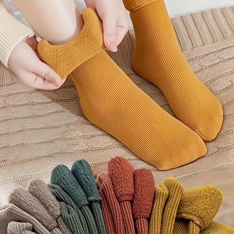 Product Introduction of 4 Pairs Soft Thermal Snow Socks, Casual & Warm Cozy Fleece Lined Winter Floor Socks, Women's Stockings & Hosiery Womenswear Underwear Basic Minimalist 1