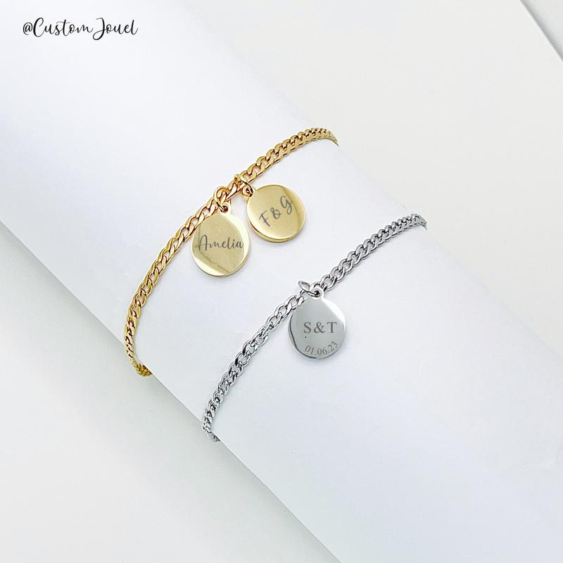 Name Initials 1-4 Disc Curb Bracelet 0