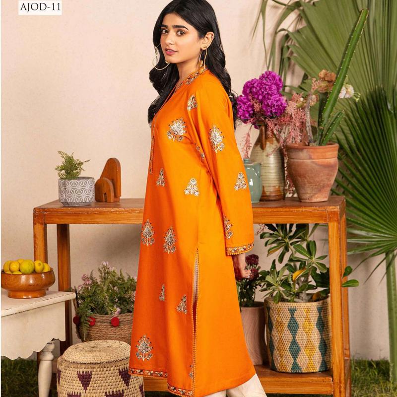 Outfit Of The Day Collection By Asim Jofa | Ajod-11 | - 1 Piece Ready To Wear Swiss Lawan Embroidered Kurta Dress Fabric 1
