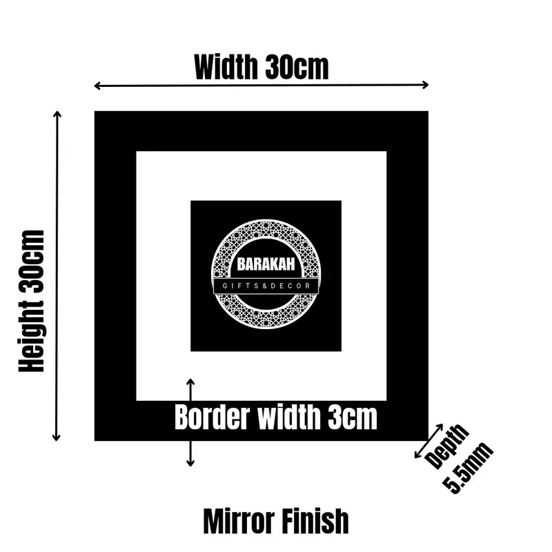 30cm TASBEEH set of 3 WOODEN FRAMES BLACK ACRYLIC SHINY REFLECTIVE FINISH  - TASBIH - SUBHANALLAH - ALHUMDULILLAH - ALLAH HU AKBAR - SQUARE - MUSLIM - ARABIC 7