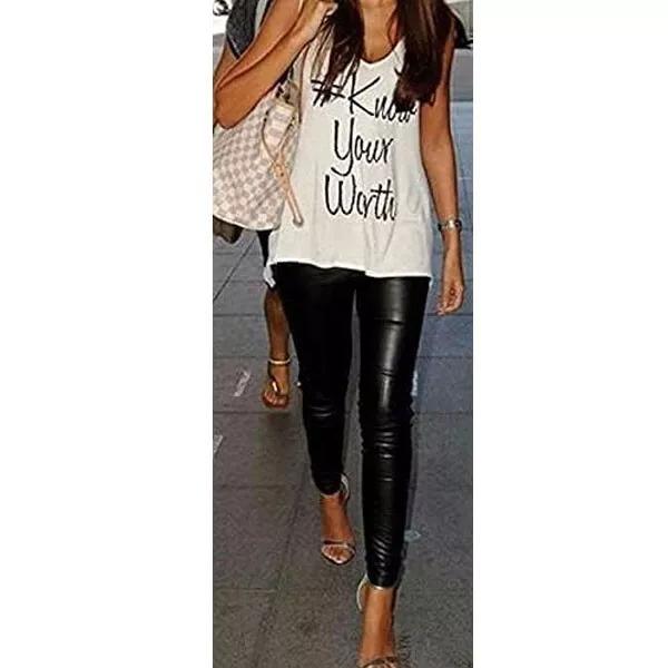 Womens Full Length Wet Look Shiny Leggings Soft Faux Leather PVC Pants Womenswear Bottom Chic Comfortable Style Fit 1