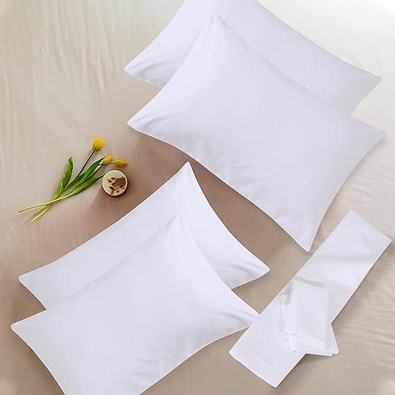 Simply Amelia Pillow Cases 4 Pack - T200 100% Egyptian Cotton Envelop Closure Pillowcases - Hotel Quality Wrinkle Free Soft & Breathable Pillows Cover 1