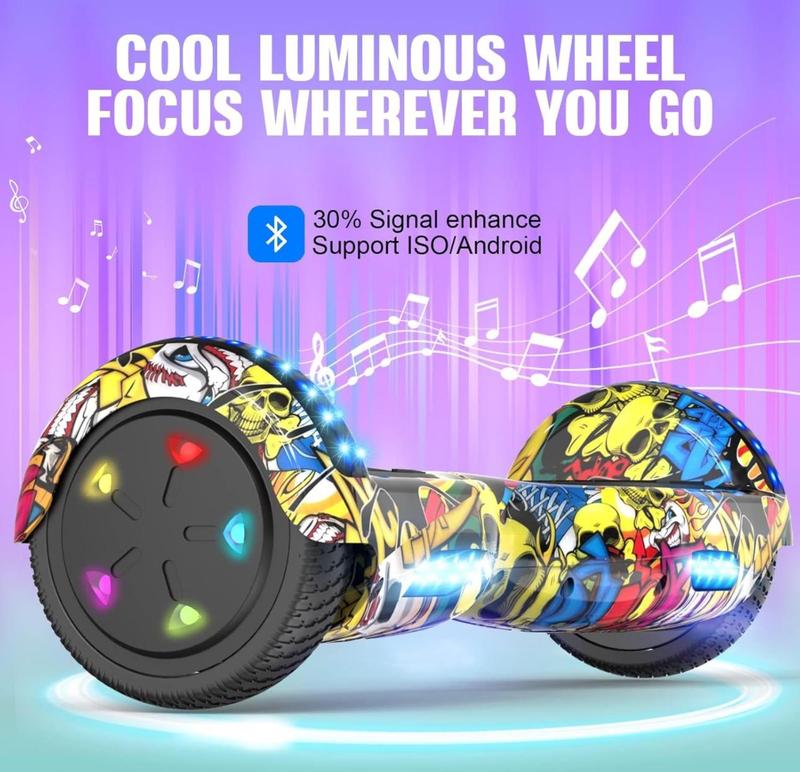 Hoverboards for kids 6.5 Inch Electric Scooter Board with Bluetooth - Speaker - Beautiful LED Lights Gift for kids and teenager and adults 3